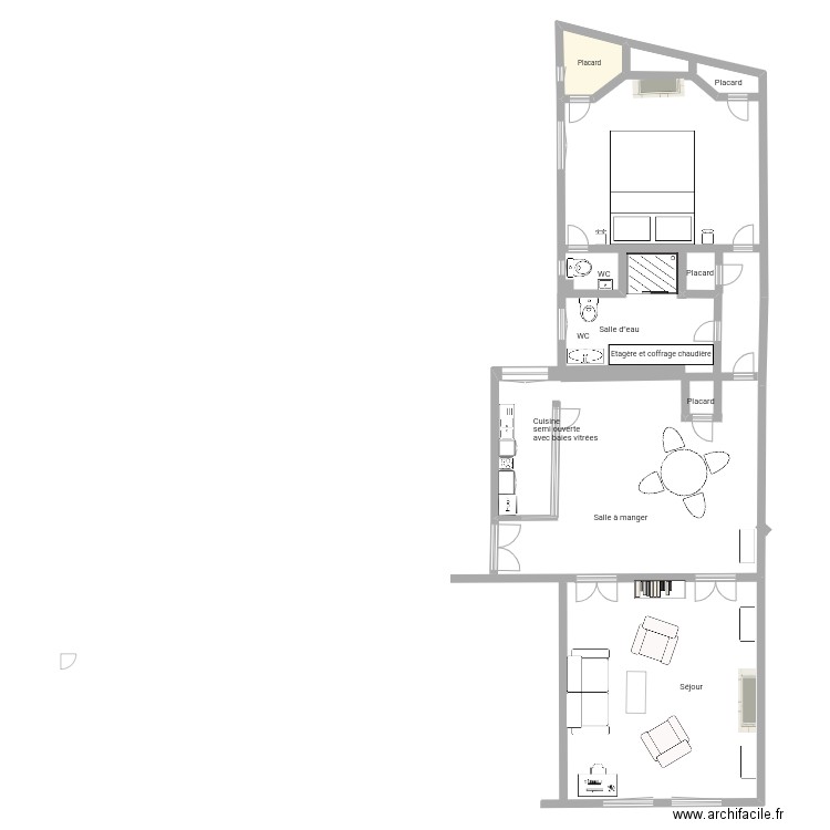 Plan Projet 26 Chomel. Plan de 1 pièce et 5 m2