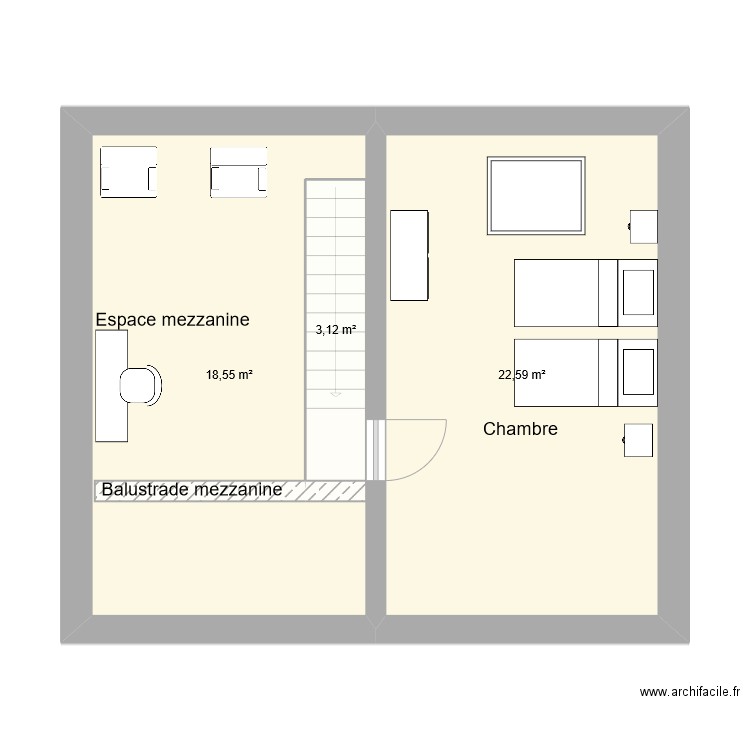 ecurie 1er etage. Plan de 5 pièces et 93 m2