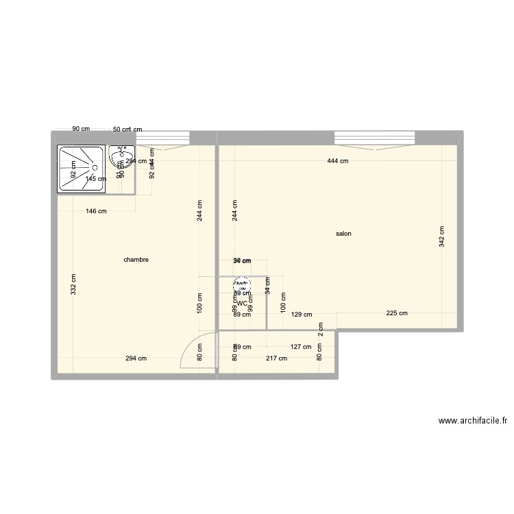 Clichy 2. Plan de 4 pièces et 29 m2