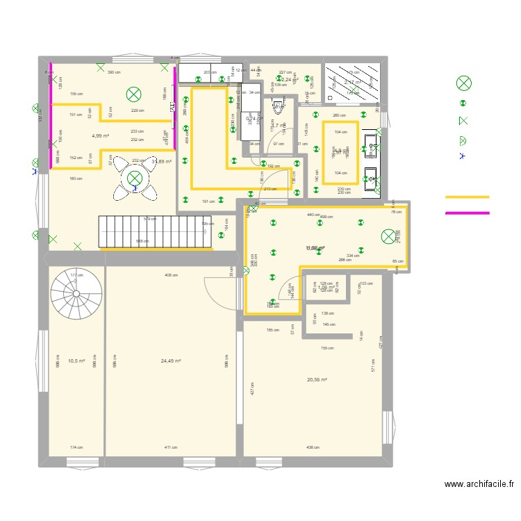 K ET N 2  nic mag 1etage luminaires. Plan de 14 pièces et 134 m2