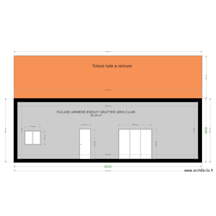 facade arriere. Plan de 0 pièce et 0 m2