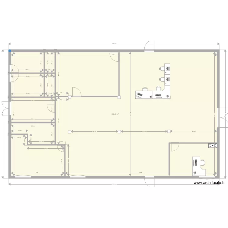 reception pro Shop 1 Faux Plafond. Plan de 