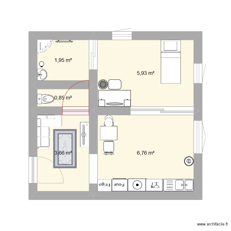 jsp. Plan de 5 pièces et 19 m2