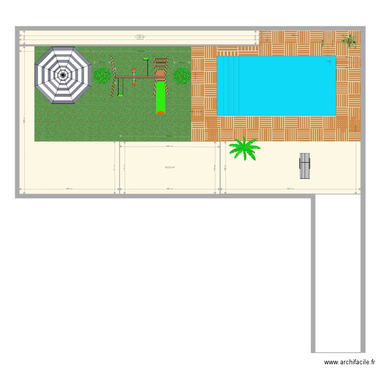 jardin  piscine. Plan de 0 pièce et 0 m2