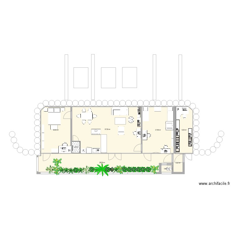 Earthship 4 aménagement. Plan de 0 pièce et 0 m2