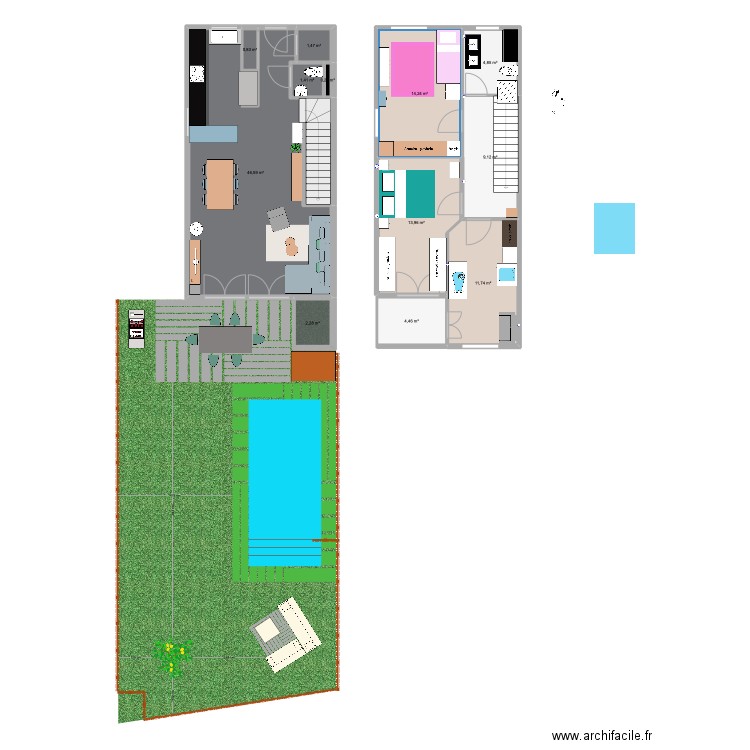 Fontaines. Plan de 12 pièces et 111 m2