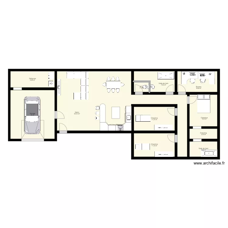 maison plain pied 150m2. Plan de 