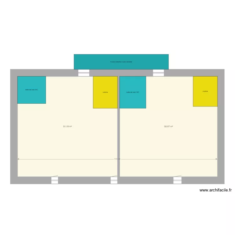 grenier 2 appartements. Plan de 