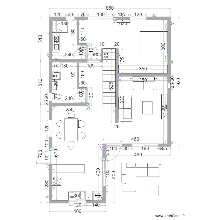 Maison F4 Rez de jardin Version 3. Plan de 3 pièces et 83 m2