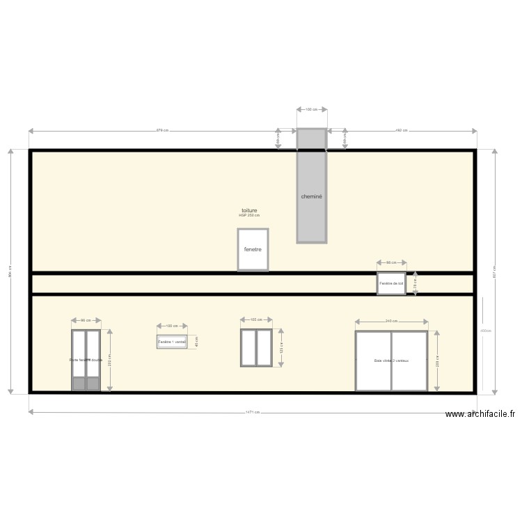 facade arriere. Plan de 0 pièce et 0 m2