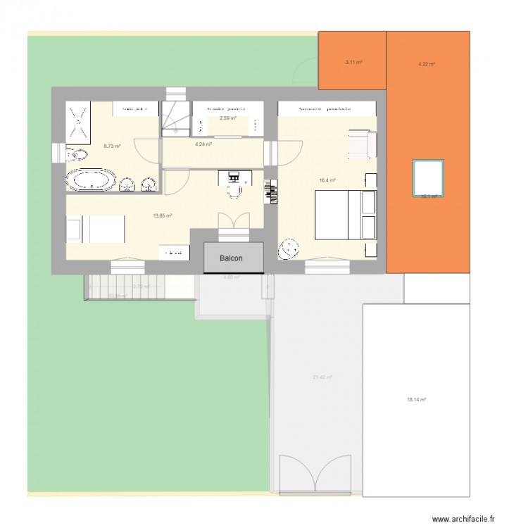 Epinay Etat etage config 2. Plan de 0 pièce et 0 m2