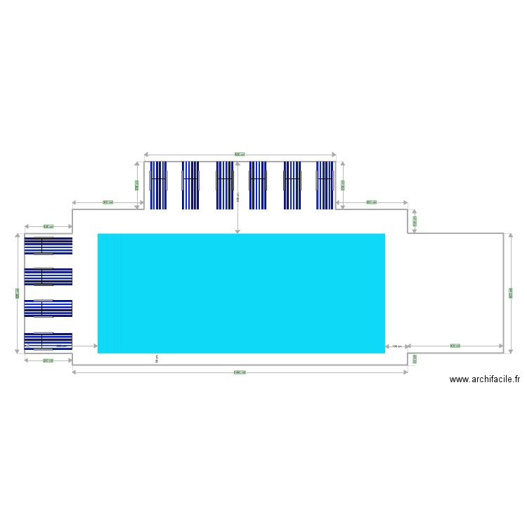 terrasse piscine avec transat. Plan de 0 pièce et 0 m2