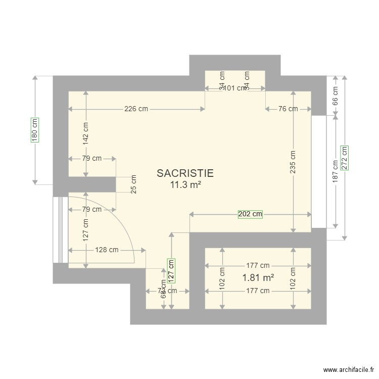 SACRISTIE. Plan de 0 pièce et 0 m2