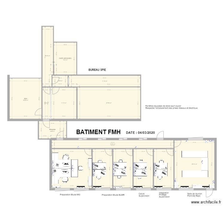 bureau fmh. Plan de 0 pièce et 0 m2