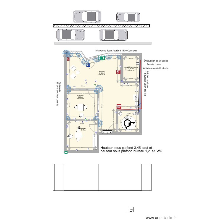 plan commerce bailleur étude empruntis. Plan de 5 pièces et 60 m2