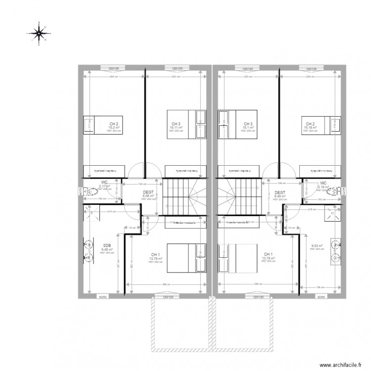 plan maison double 642x1123. Plan de 0 pièce et 0 m2
