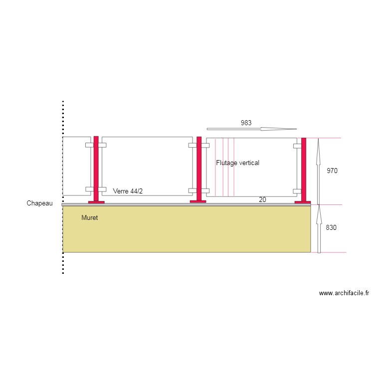 Schéma Pare-vue avec verre feuilleté 44/2. Plan de 0 pièce et 0 m2