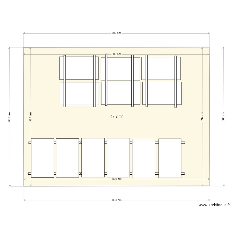 toit du garage. Plan de 1 pièce et 48 m2