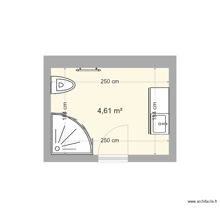 SDB3BRIVE. Plan de 1 pièce et 5 m2