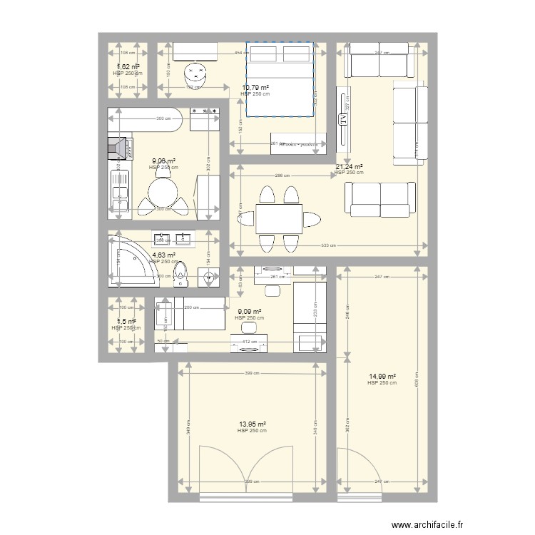 maison 80 m. Plan de 9 pièces et 87 m2