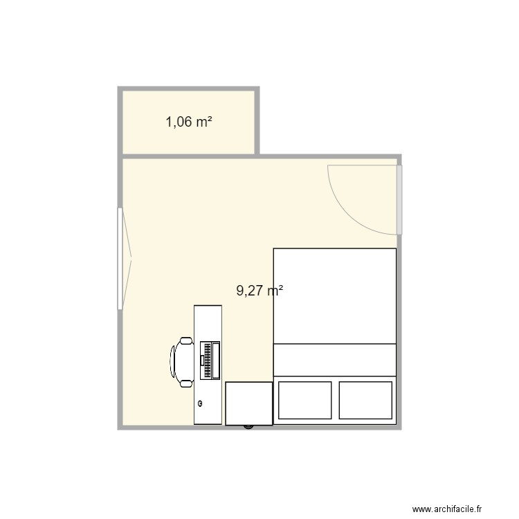 Cuisine. Plan de 2 pièces et 10 m2