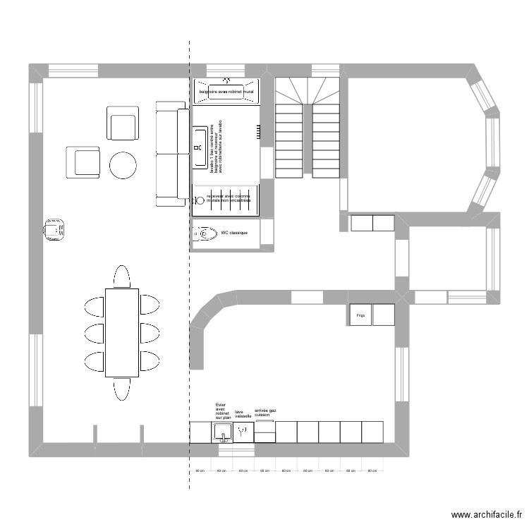 Grigny Plomberie. Plan de 8 pièces et 216 m2