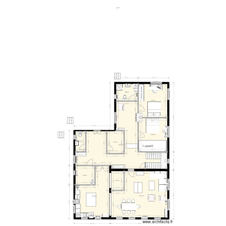 Plan Upirvichi 5 - presque fini-kotel. Plan de 10 pièces et 177 m2