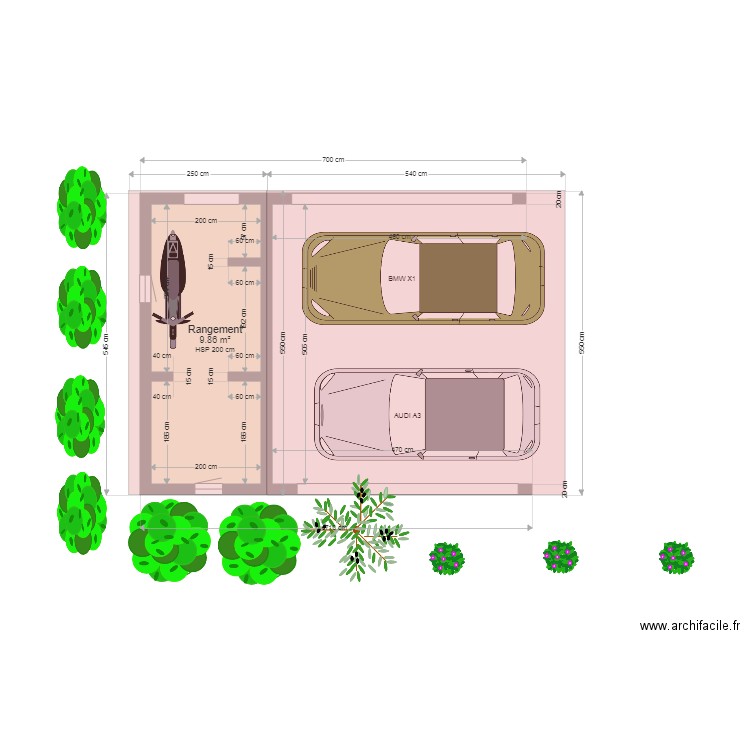 Abri voiture entrée de face. Plan de 0 pièce et 0 m2