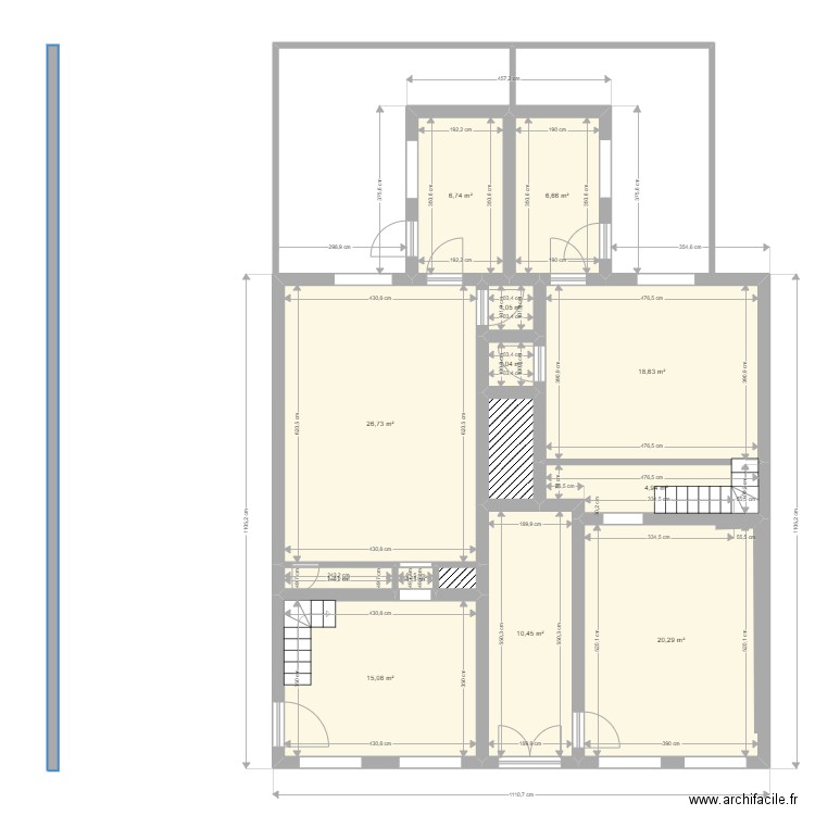 Projet Fleurus 2 Rez. Plan de 14 pièces et 116 m2