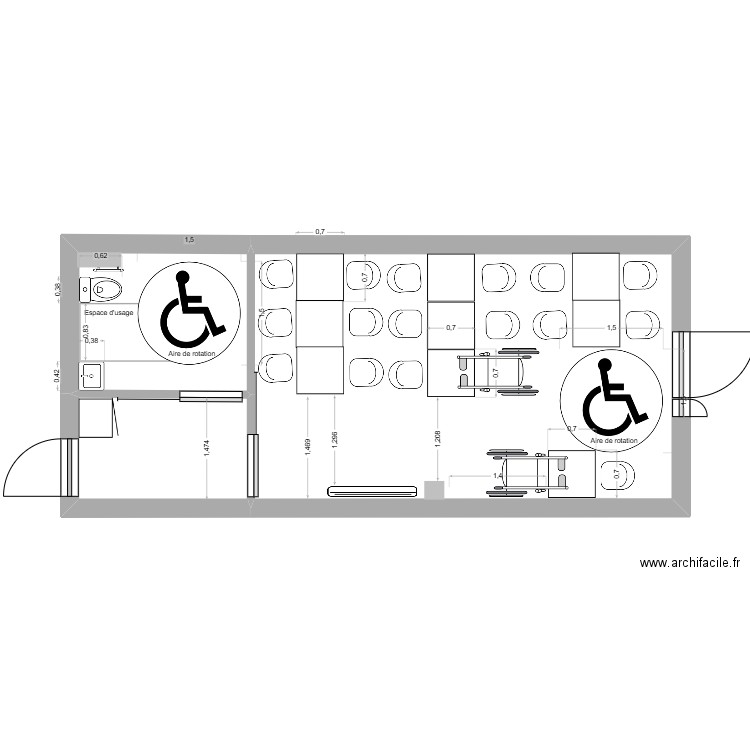N° Pièce 8/1 : PROJET TRAVAUX FUTUR ESPACE RESTAURATION/SANITAIRES. Plan de 3 pièces et 30 m2