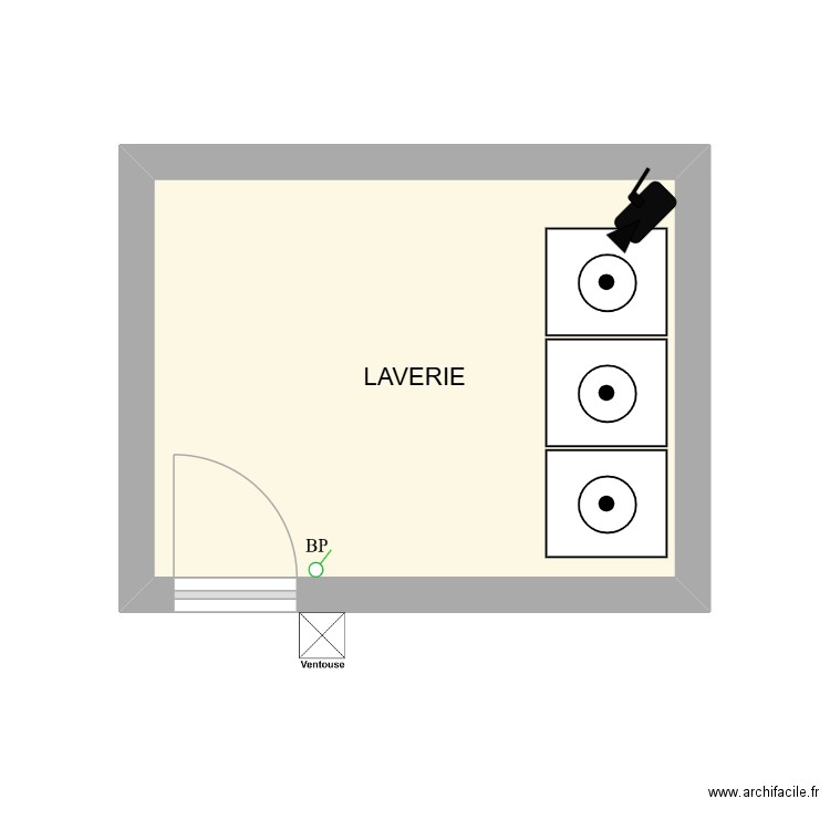 DANEY Laverie. Plan de 1 pièce et 11 m2
