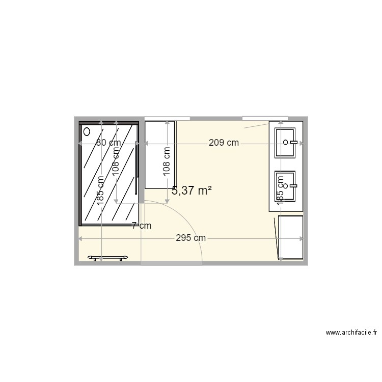 BERGER / PARIZOT. Plan de 1 pièce et 5 m2