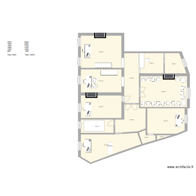 cab. Plan de 0 pièce et 0 m2