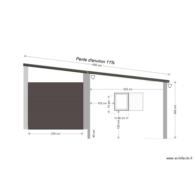 Garage plan de coupe après travaux. Plan de 0 pièce et 0 m2