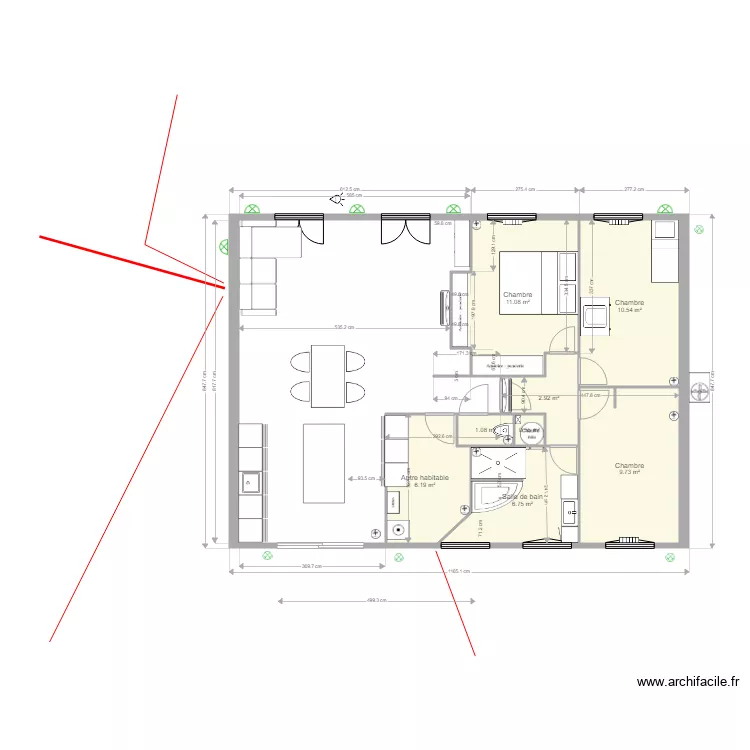 Plan maison r&eacute;nov&eacute;. Plan de 