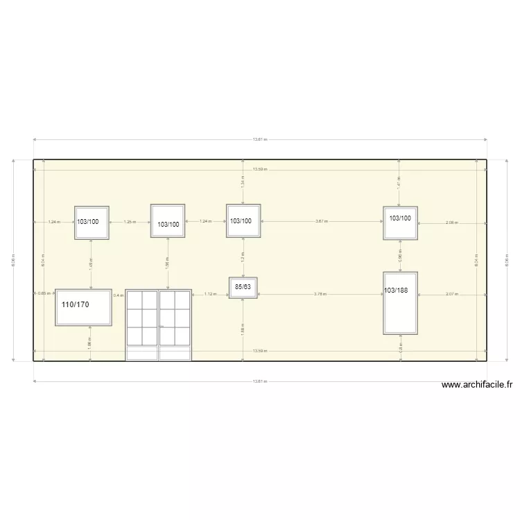 fa&ccedil;ade c&ocirc;t&eacute; Fromelennes apr&egrave;s transformation. Plan de 
