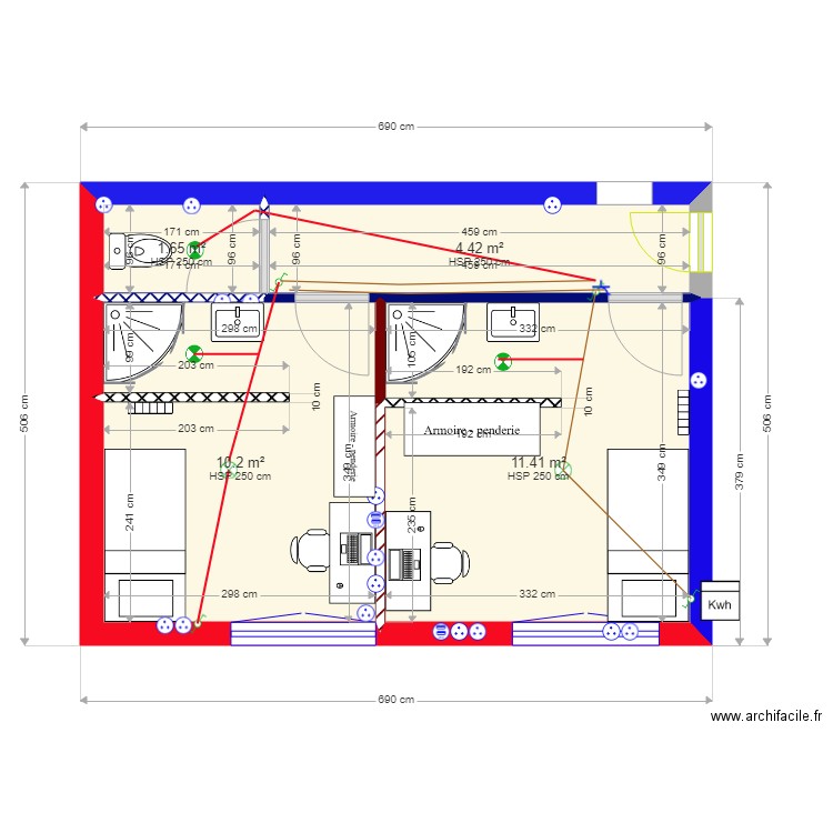 PIECE 2 CH 3 CH 4 VARIANTE1. Plan de 0 pièce et 0 m2