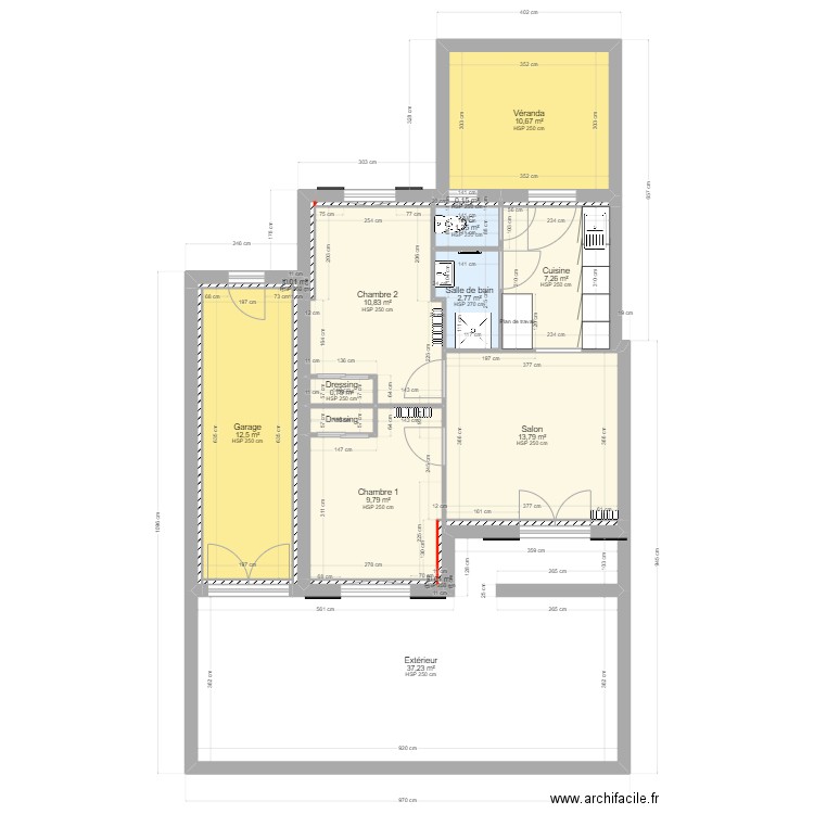 Le Croisic - Projet. Plan de 24 pièces et 111 m2