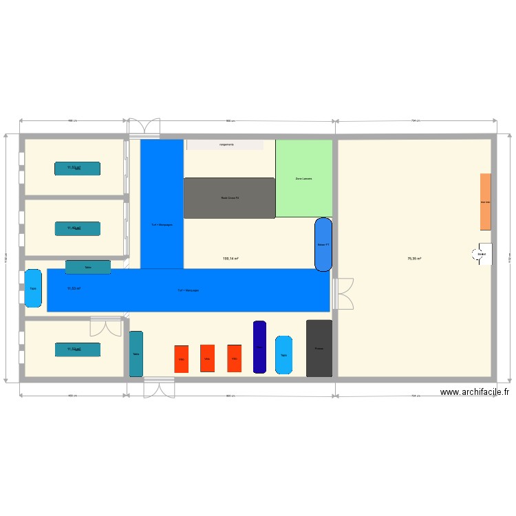 Salle de gym V 3dur 1 amovible 100. Plan de 0 pièce et 0 m2