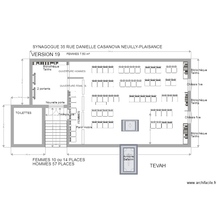 SYNAGOGUE VERSION 6. Plan de 3 pièces et 83 m2