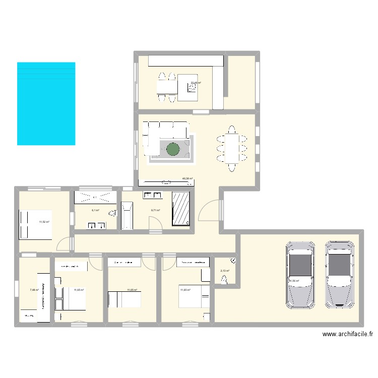 MAISON. Plan de 11 pièces et 182 m2