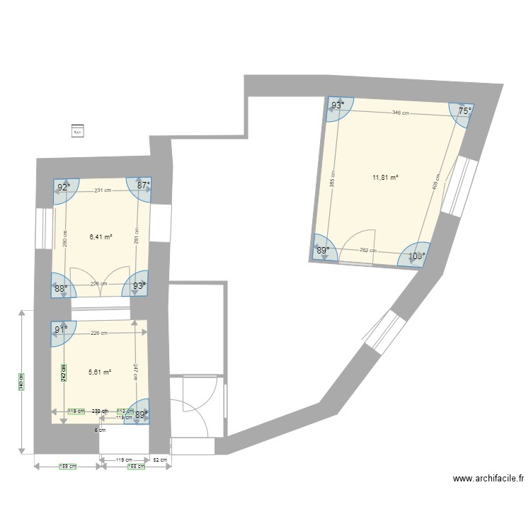 CANNES3. Plan de 3 pièces et 24 m2