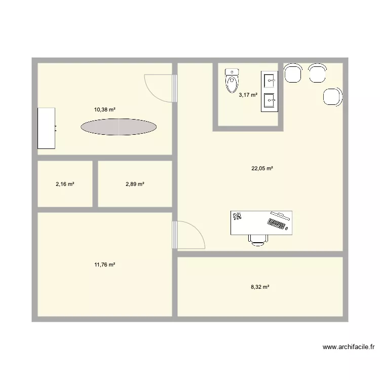 Id&eacute;e cab 65m2 2. Plan de 