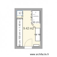 plan SDB douche 140 par 90 cm meuble 138