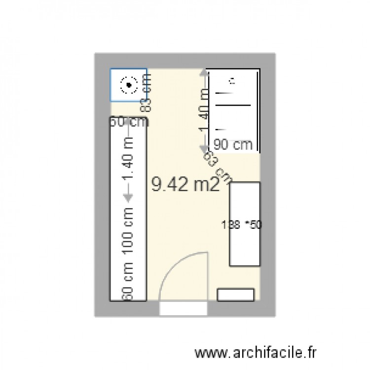 plan SDB douche 140 par 90 cm meuble 138. Plan de 0 pièce et 0 m2