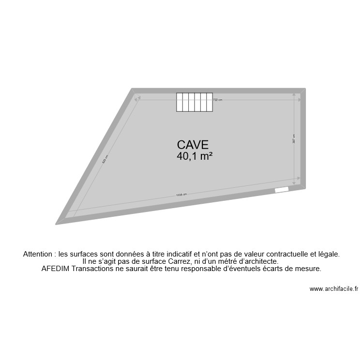 BI 9073 CAVE . Plan de 1 pièce et 40 m2