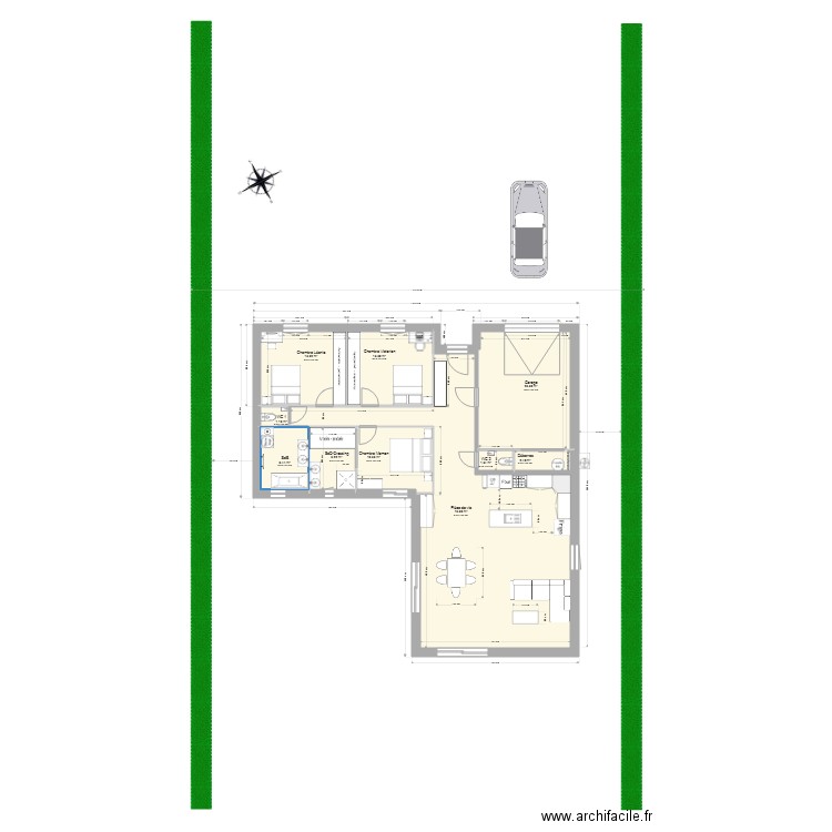 Projet Fouchères alternatif revu et garage 5500 utile. Plan de 0 pièce et 0 m2