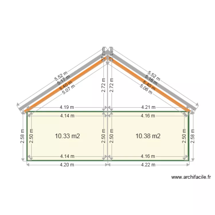 Pignon  Face garage. Plan de 