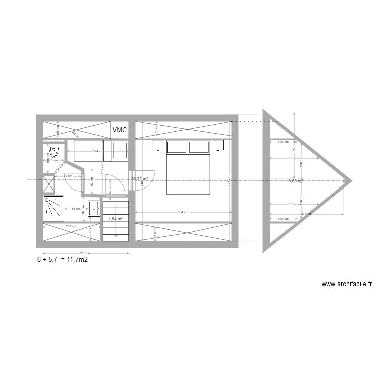 chambre sous combles variante 10 mai 2021. Plan de 0 pièce et 0 m2