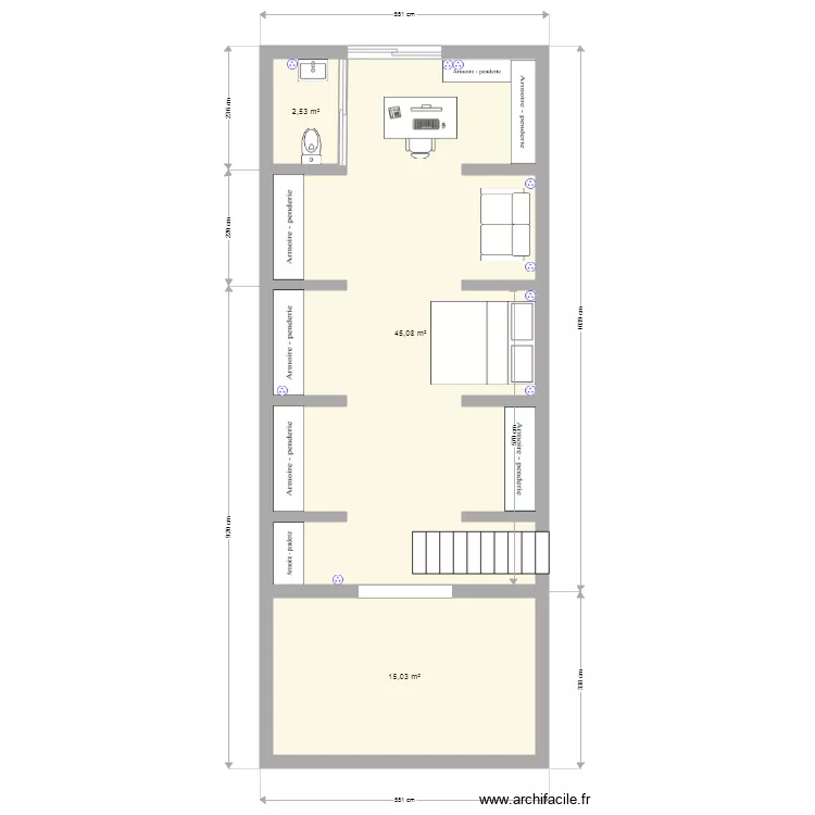 Comble plafond. Plan de 